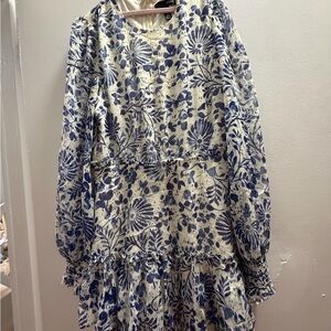 Aqua Blue and White Patterned Dress